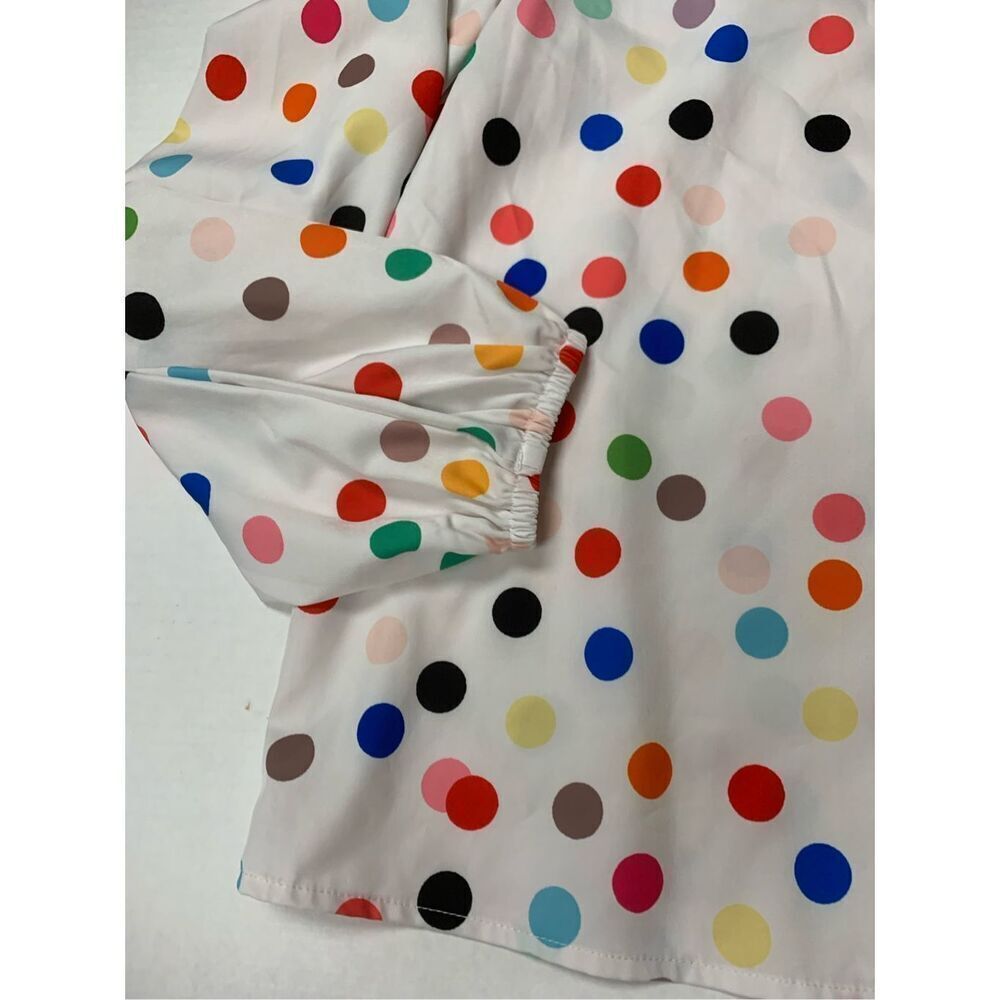 Multicolored Polka Dot Patterned Blouse - image 3